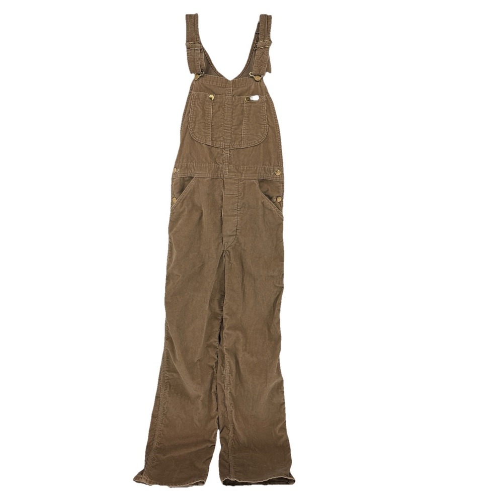 70s Lee Corduroy Overalls USA Vintage Button Fly Workwear Tan  28X32